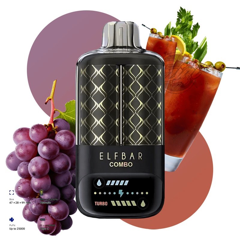 Elfbar COMBO 25000 PUFFS vynuogių gėrimas Elfbar COMBO 25000 PUFFS vynuogių gėrimas