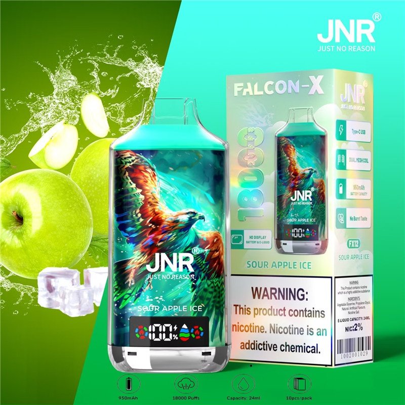 JNR Falcon X 18000 PUFFS Sur Æble Is JNR Falcon X 18000 PUFFS Sur Æble Is