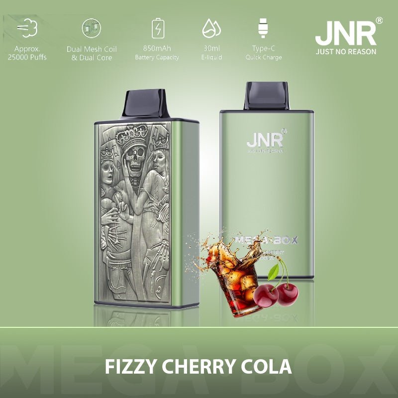 JNR Mega Box 25000 puffs Cola Cherry Frizzante JNR Mega Box 25000 puffs Cola Cherry Frizzante