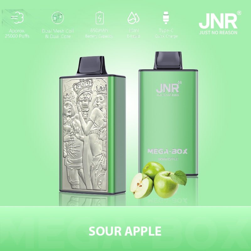 JNR Mega Box 25000 puffs Surt æble JNR Mega Box 25000 puffs Surt æble