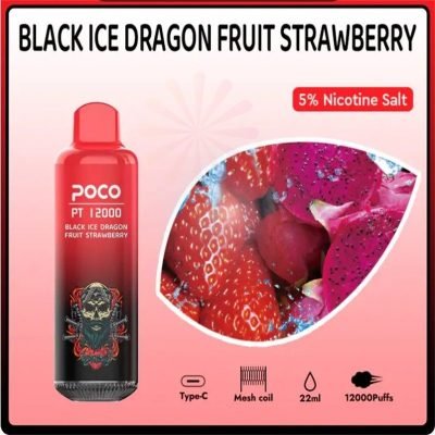 POCO PT 12000 Bouffée Fruit du Dragon Glace Noire 50mg Vape Jetable En Gros