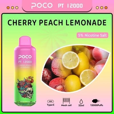 POCO PT 12000 Bouffée Cerise Pêche Limonade 50mg Vape Jetable En Gros