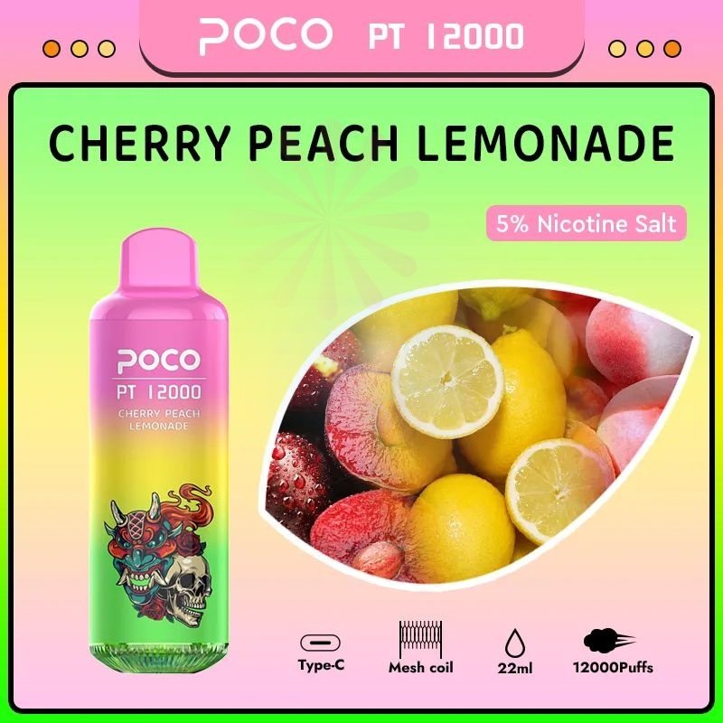 POCO PT 12000 Bouffée Cerise Pêche Limonade 50mg Vape Jetable En Gros POCO PT 12000 Bouffée Cerise Pêche Limonade 50mg Vape Jetable En Gros