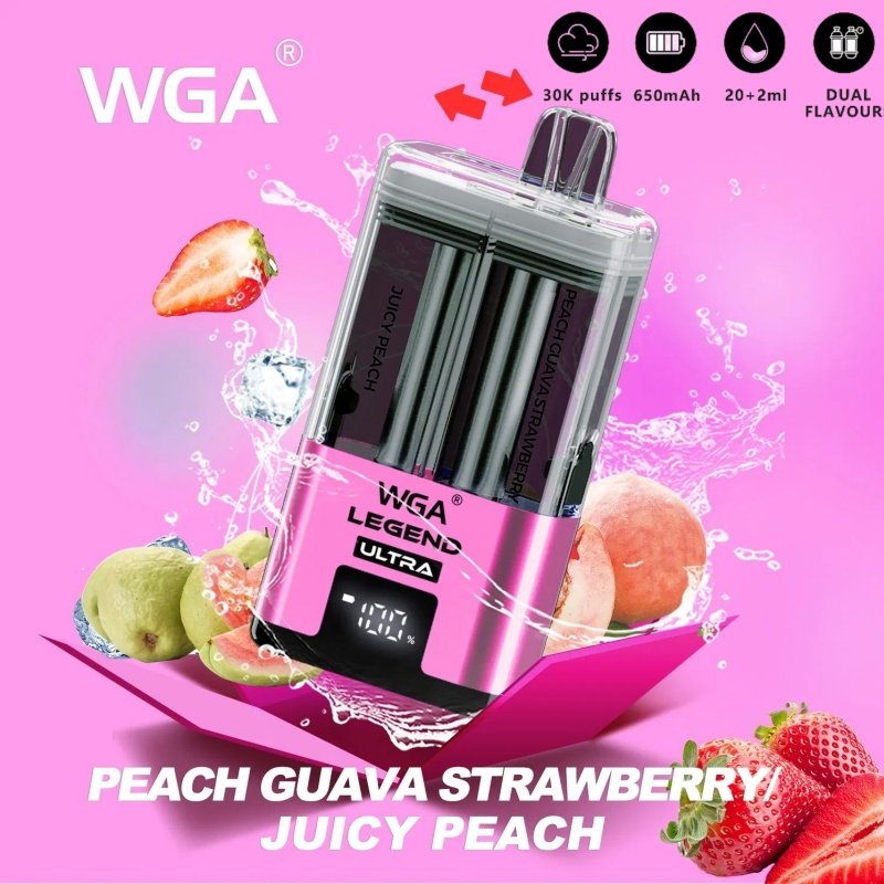 WGA Legend 30k Dual Flavors Disposable Vape Peach Guava Strawberry Juicy Peach Peach Guava Strawberry Juicy Peach WGA Legend 30k Dual Flavors Disposable Vape