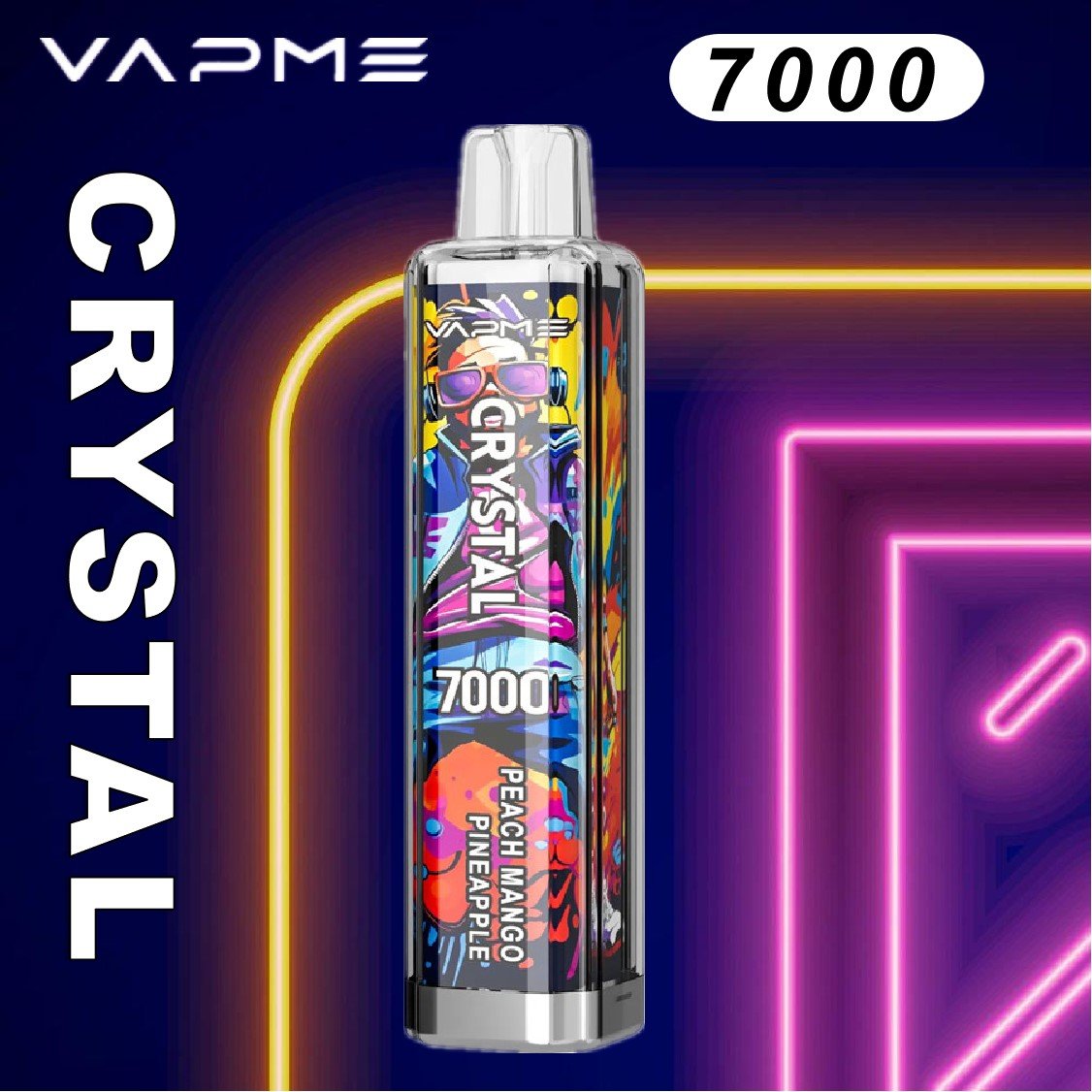 Peach mango pineapple Vapme Crystal 7000 Puffs Disposable Vape Wholesale 20mg Nicotine Peach mango pineapple Vapme Crystal 7000 Puffs Disposable Vape Wholesale 20mg Nicotine