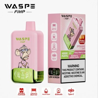 WASPE 40k PUFF DUO SMAGE brusende kirsebær is blåbær candyfloss