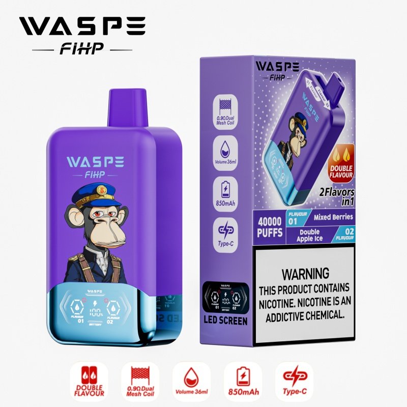 WASPE 40k PUFF DUO SMAG blandede bær dobbelt æble is WASPE 40k PUFF DUO SMAG blandede bær dobbelt æble is