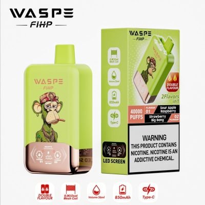 WASPE 40k PUFF DUO SMAGE sur æble hindbær jordbær big bang