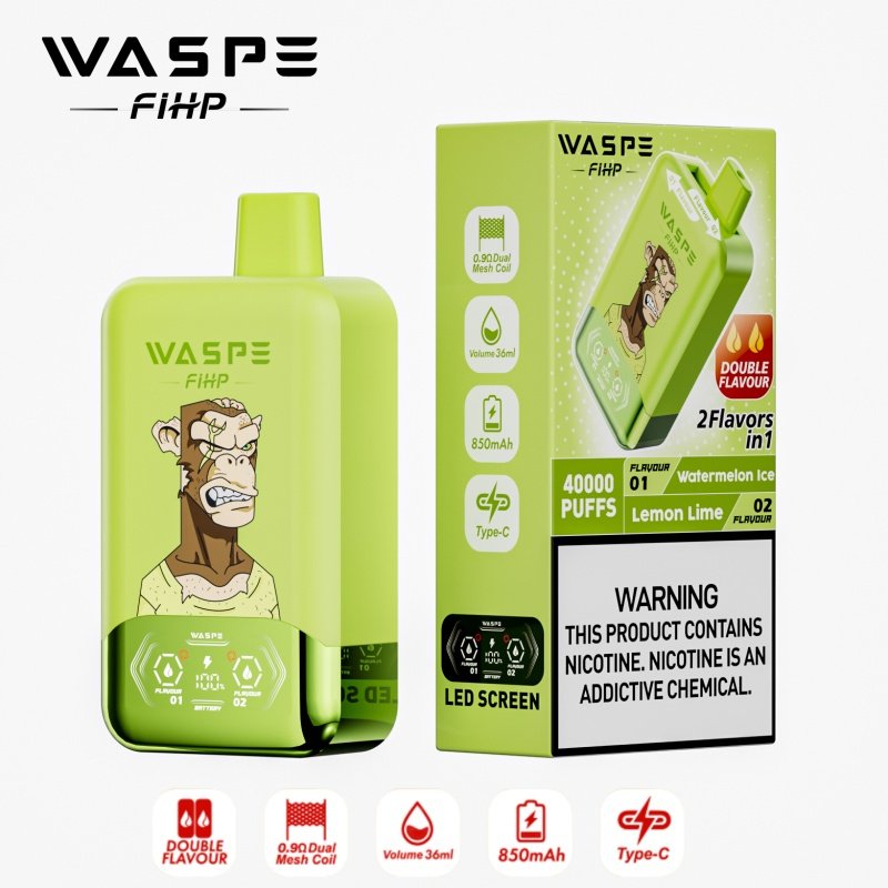 WASPE 40k PUFF DUO SMAGE vandmelon is Citron lime WASPE 40k PUFF DUO SMAGE vandmelon is Citron lime