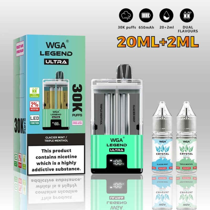 WGA Legend 30K Disposable Vape Glacier Mint/Triple Menthol 20mg WGA Legend 30K Disposable Vape Glacier Mint/Triple Menthol 20mg