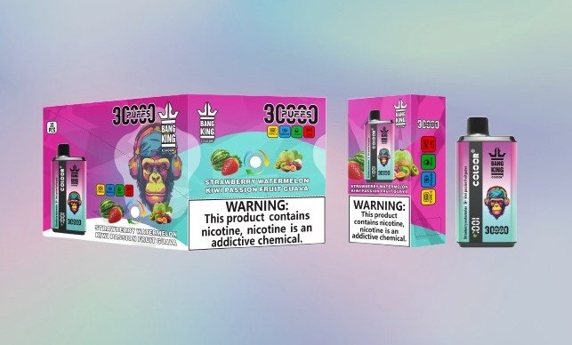 Bang King 30k Dobbelt Smag JORDBÆR VANDMELON OG KIWI PASSIONSFRUGT GUAVA Bang King 30k Dobbelt Smag JORDBÆR VANDMELON OG KIWI PASSIONSFRUGT GUAVA