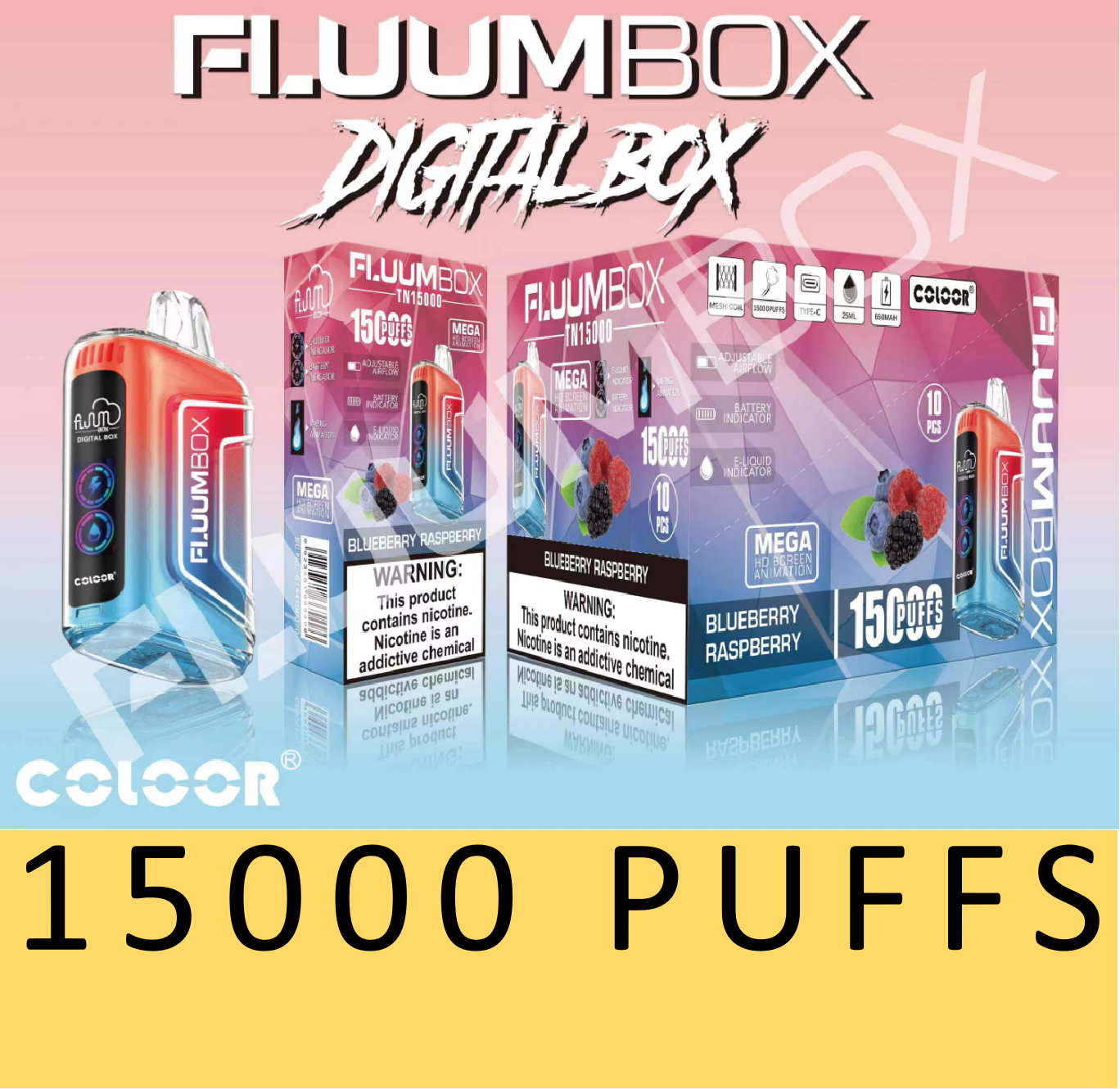 Raz box 15K Puffs blåbær hindbær Engrospris Raz box 15K Puffs blåbær hindbær Engrospris